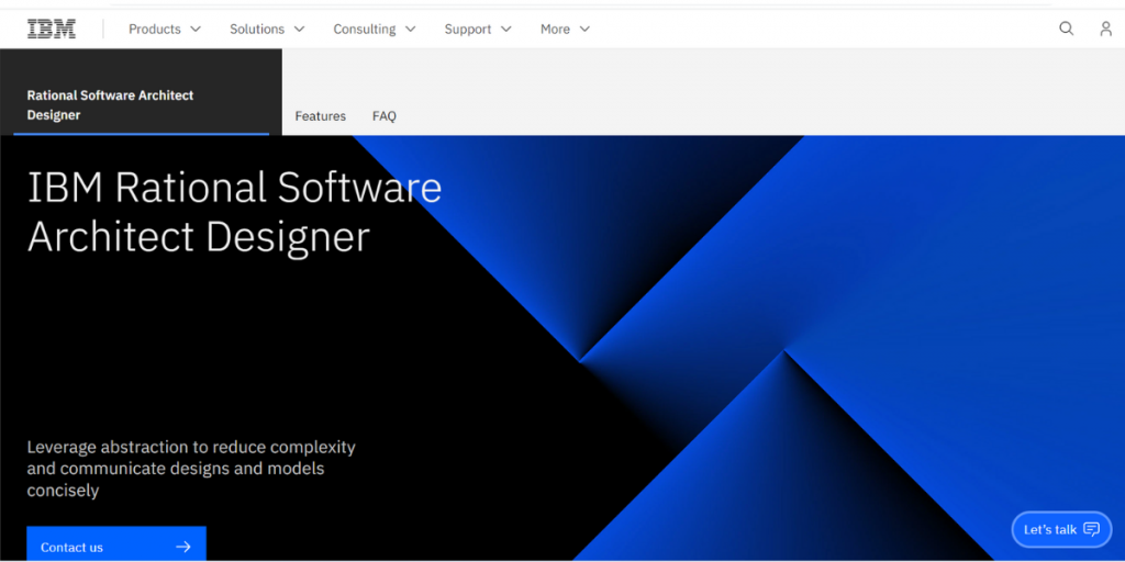 Webpage of IBM Rational Software Architect Designer