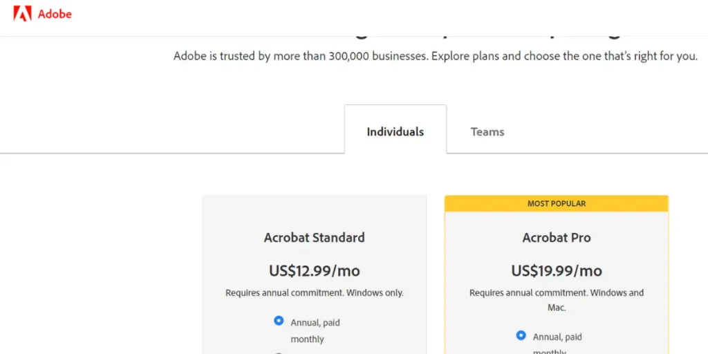 Adobe Acrobat Sign Pricing