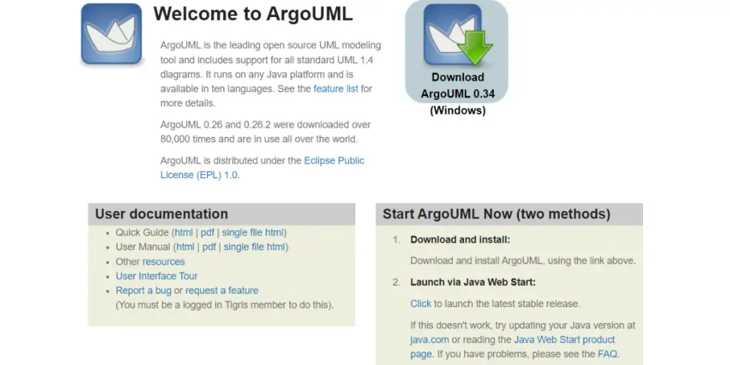 Webpage of ArgoUML