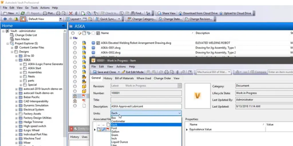 BOM Management of Autodesk Vault