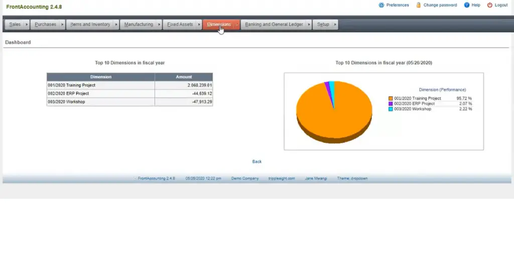 Dimensions of FrotAccounting