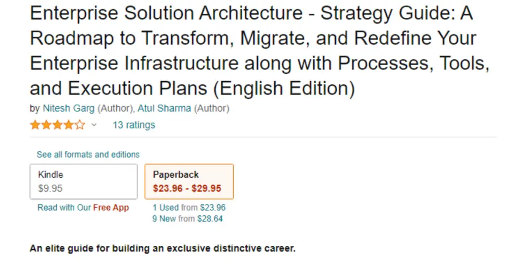 Price Sheet of Enterprise Solution Architecture 