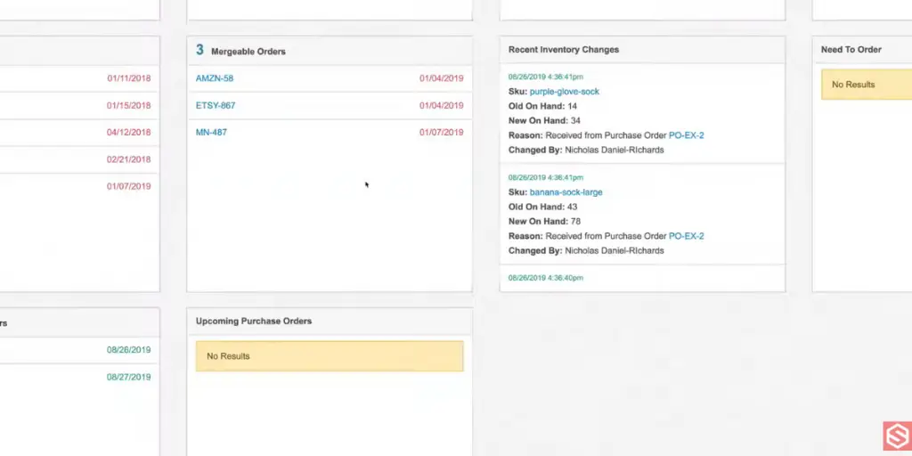 Inventory Changes of Shiphero