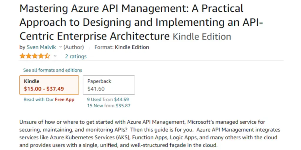 Price Sheet of Mastering Azure API Management