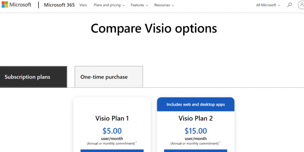 Pricing for Microsoft Visio