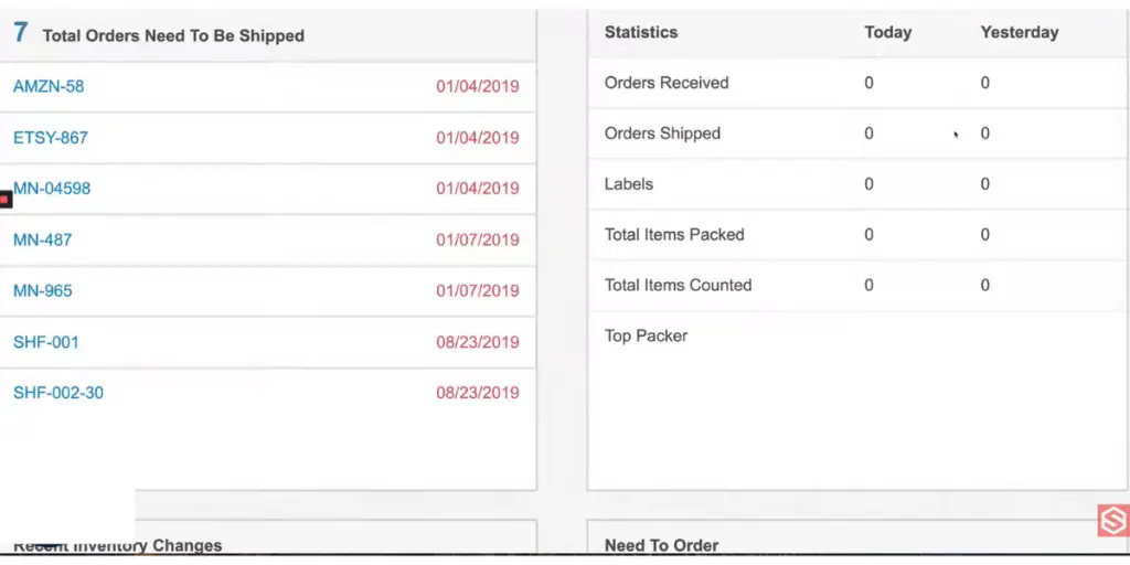 Order Page of ShipHero