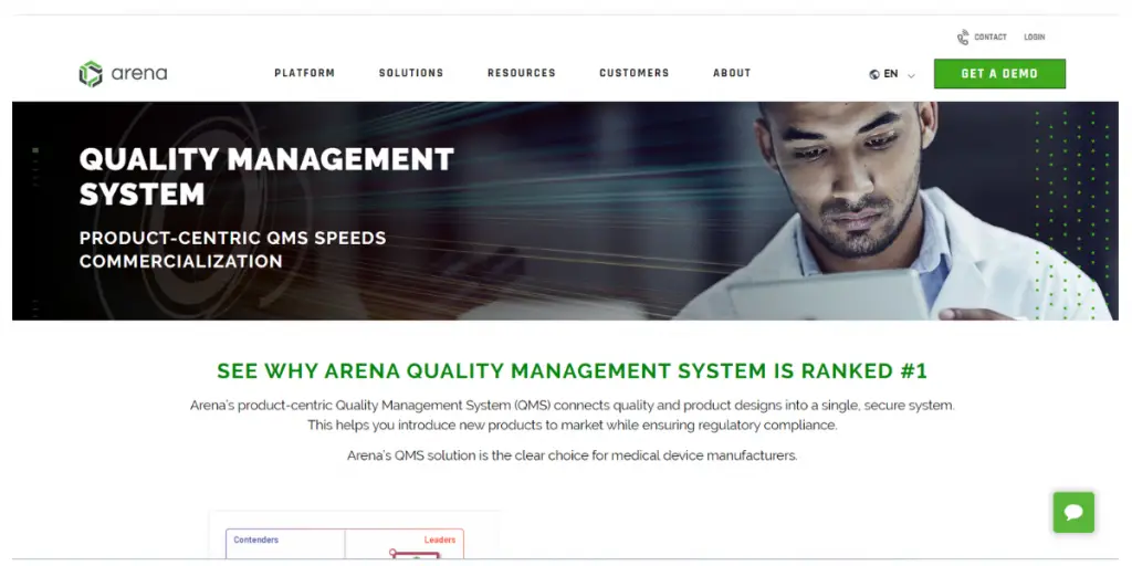 Webpage of Arena PLM