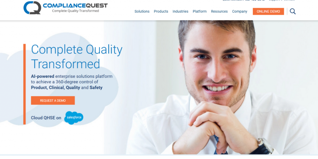 Webpage of ComplienceQuest