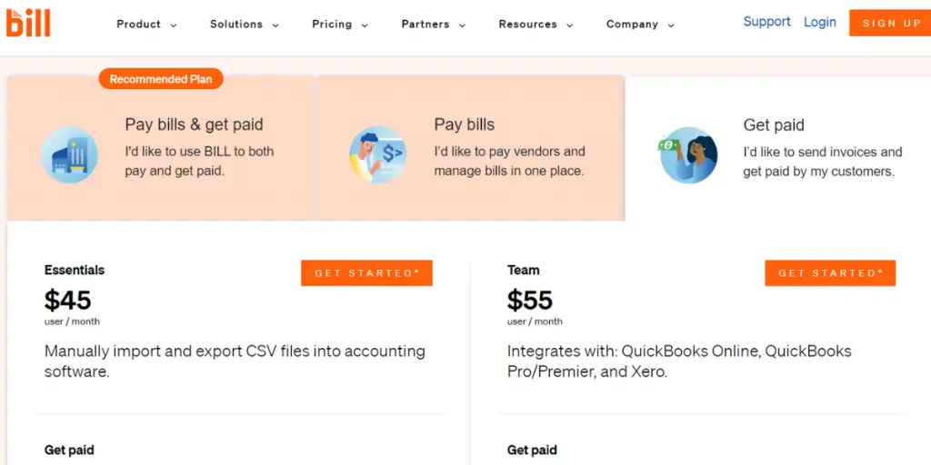 Get Paid Pricing of Bill.com