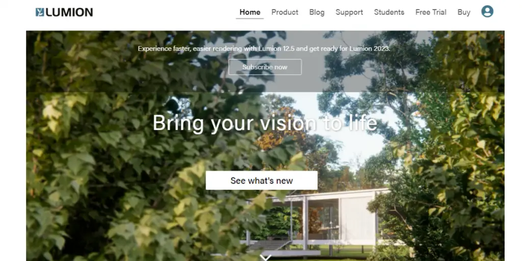 Webpage of Lumion 3D