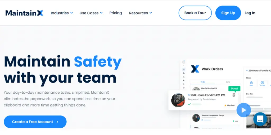 Webpage of MaintainX