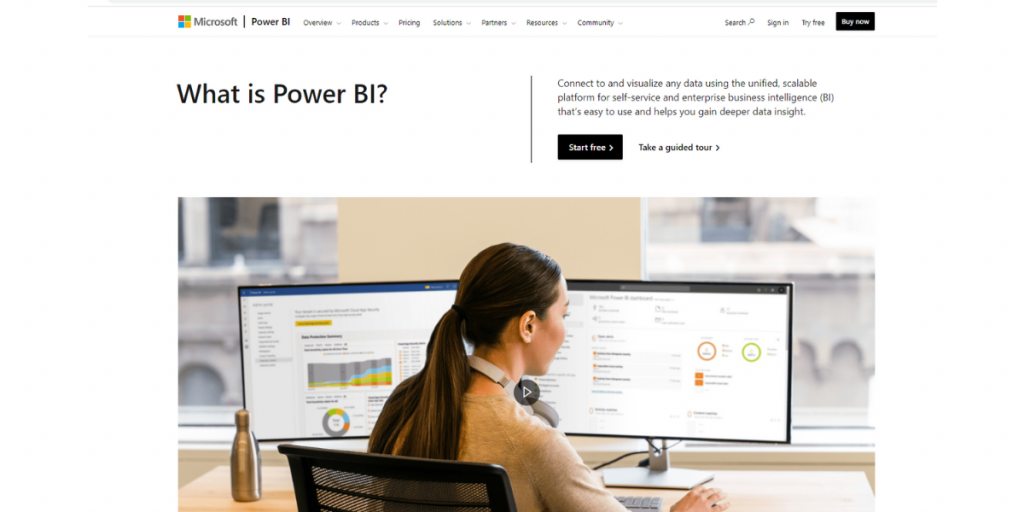 Webpage of Microsoft Power BI 