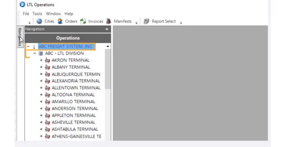 Navigation Operations page view of Trimble