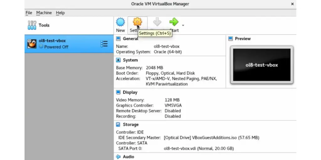 Oracle VM VirtualBox Manager