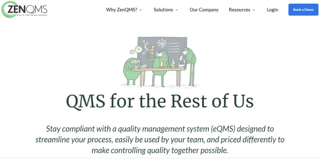 Webpage of ZEN QMS
