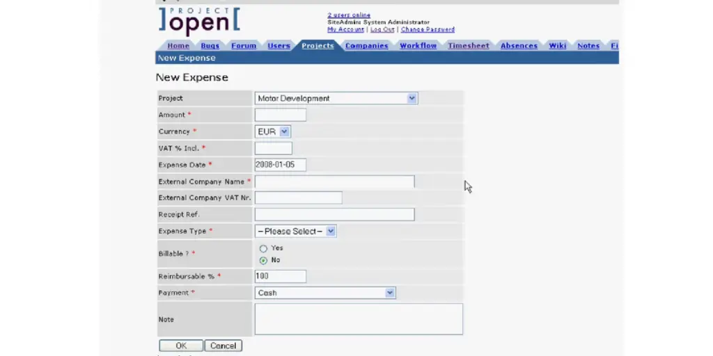 New Expense Management of Project Open
