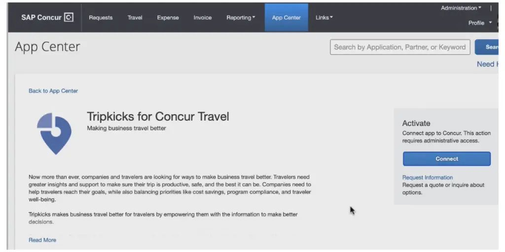 App Center of  SAP Concur