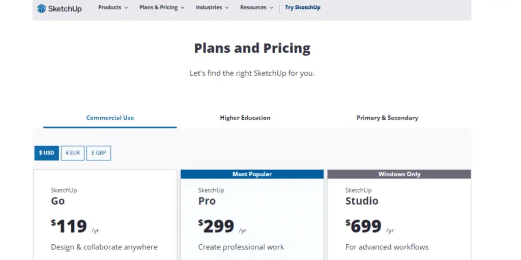 SketchUp Pricing