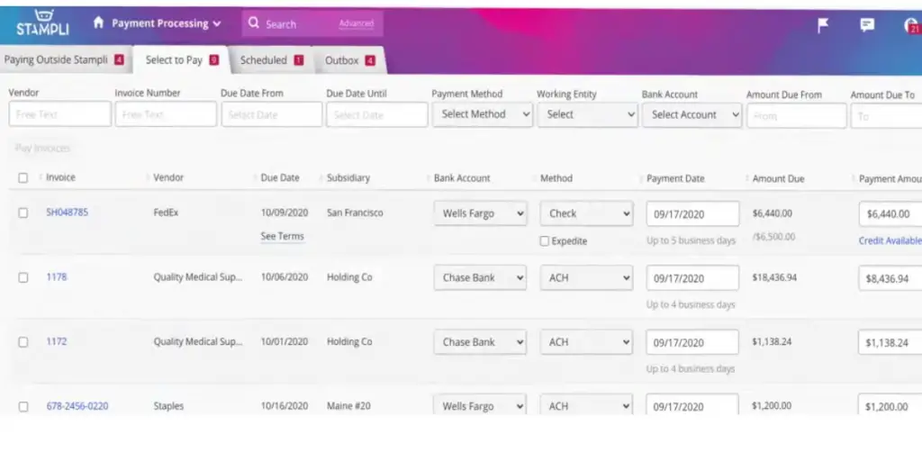 Payment Process of Stampli