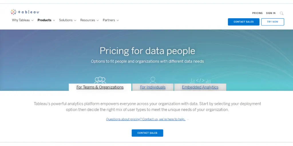 Pricing of Tableau