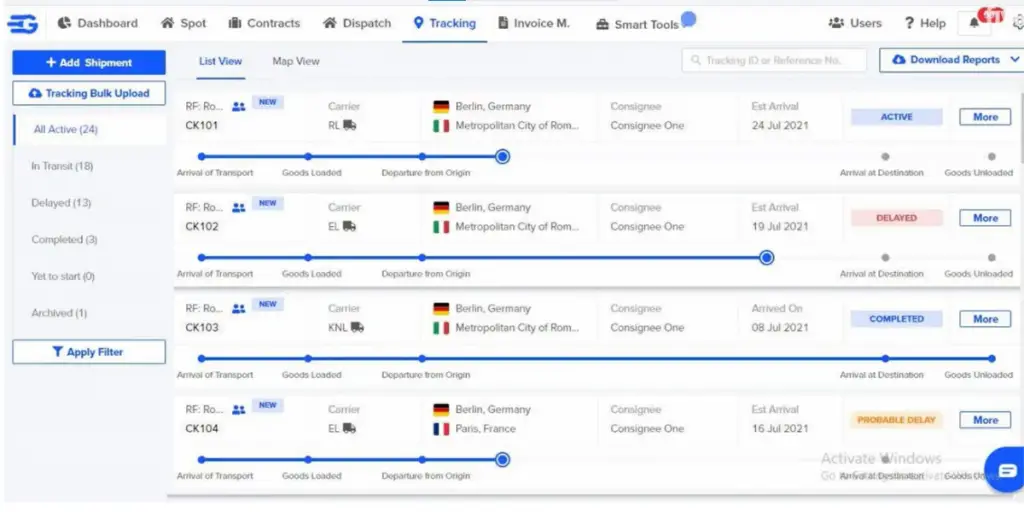 Rout Tracking Page of GoCement