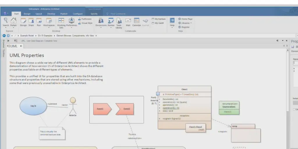 UML Properties of Sparx System 