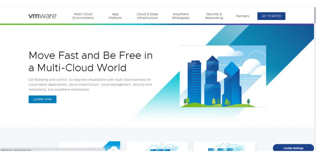 Webpage of VMWare