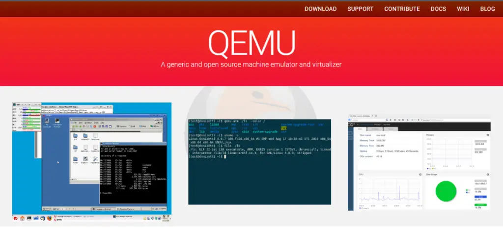 Webpage of Qemu