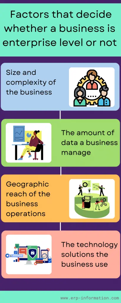Infographic of Factors that decide whether a Business is Enterprise Level or not