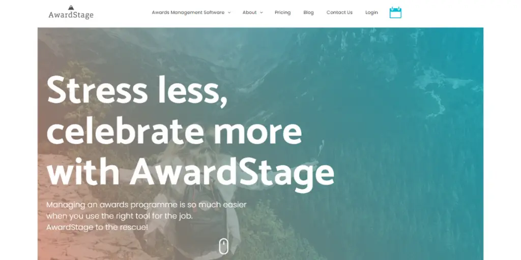 Webpage of Award Stage AWS
