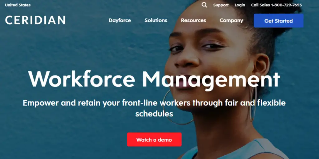 Webpage of Ceridian Dayforce