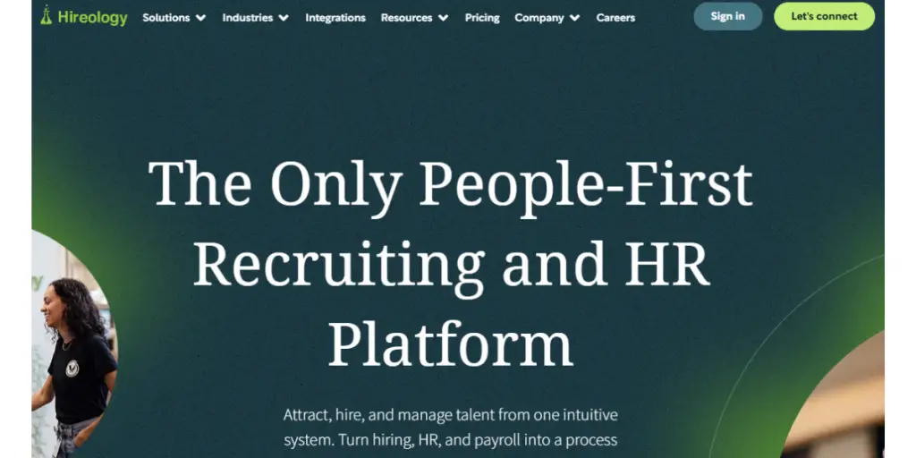 Webpage of Hireology