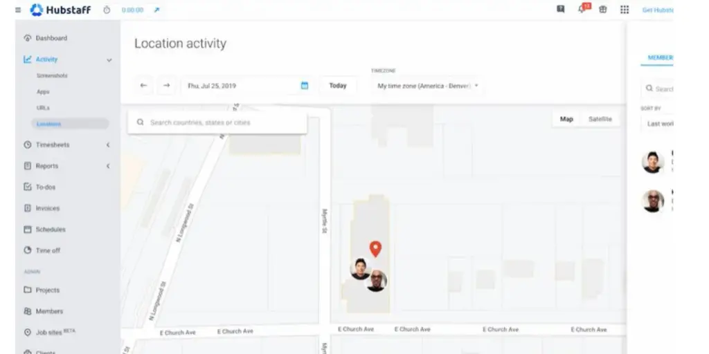 Location Activity of Hubstaff