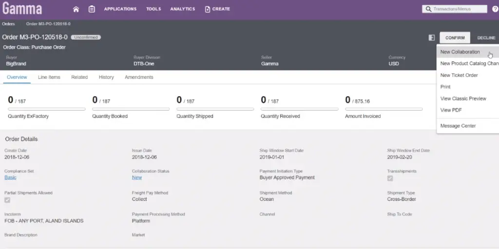 Order Details of P2P Cycle in Infor