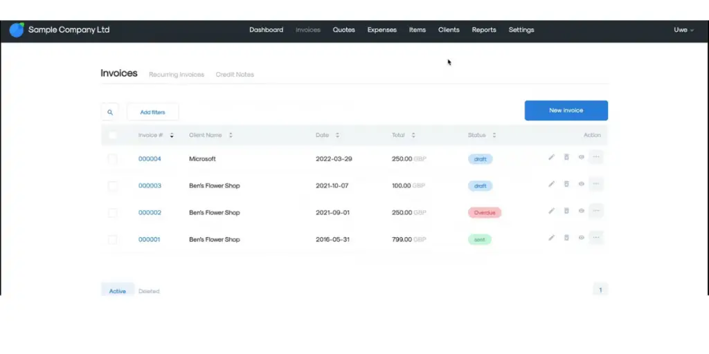 Invoices of InvoiceBerry