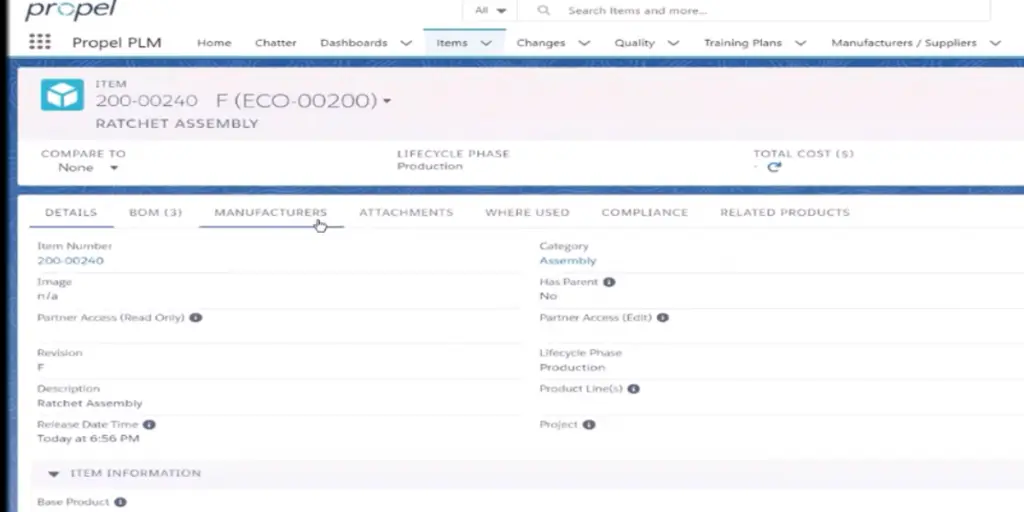 Item Page View of Propel