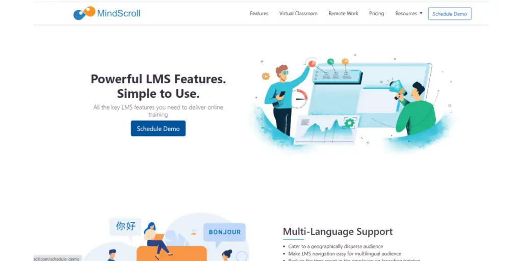 Webpage of Mindscroll LMS
