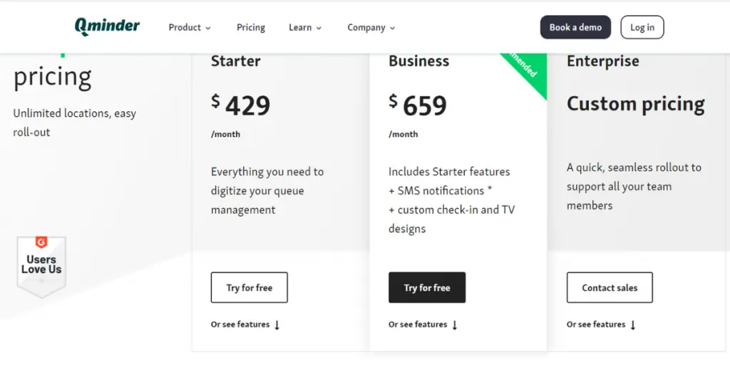 Pricing of Qminder