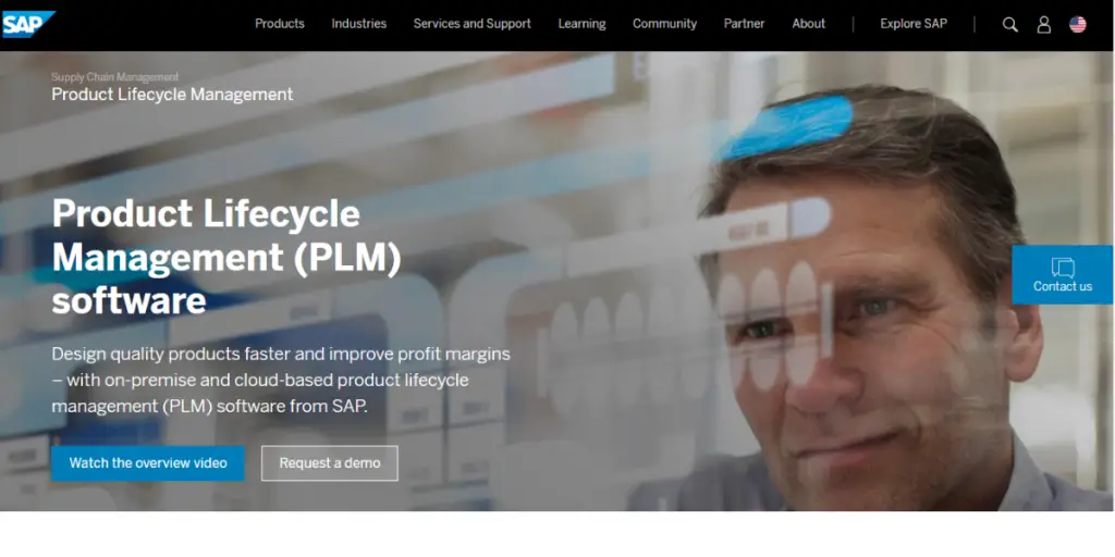 Webpage of SAP PLM Software