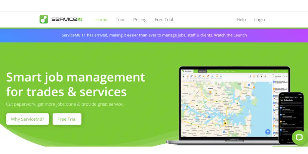 Webpage of ServiceM8