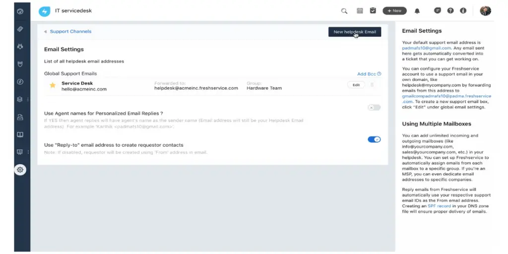 IT service desk of Freshservice