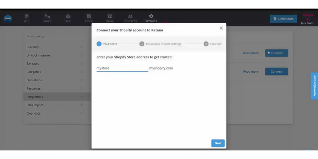 Connect your Shopify account to Katana