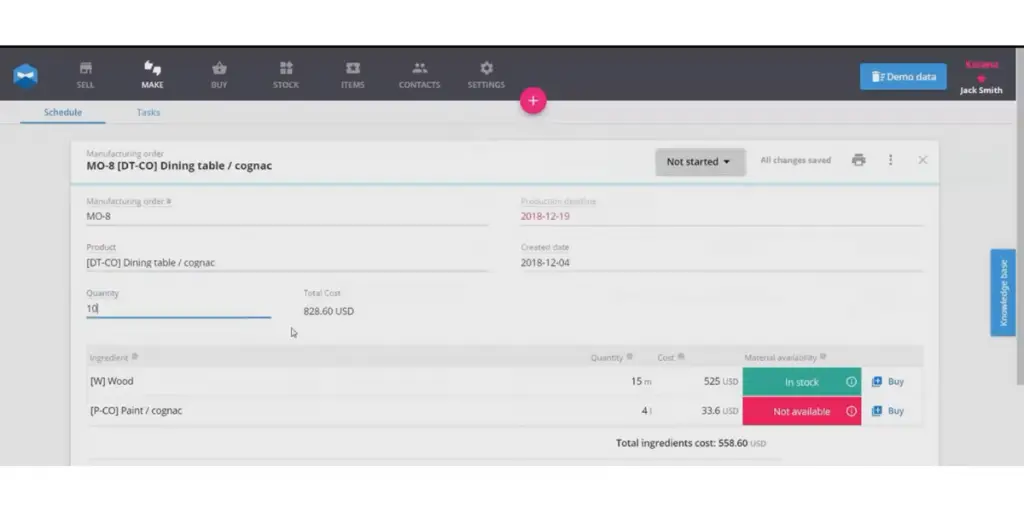 Schedule of Katana MRP