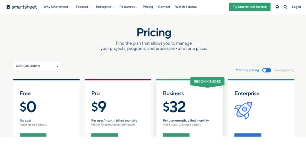 SmartSheet Pricing