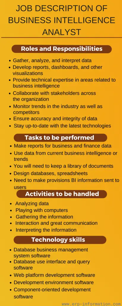 Infographic of Job Description of Business Intelligence Analyst