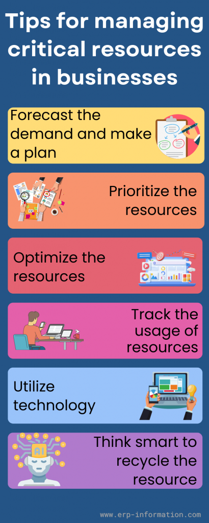 Infographic of Tips for Managing Critical Resources