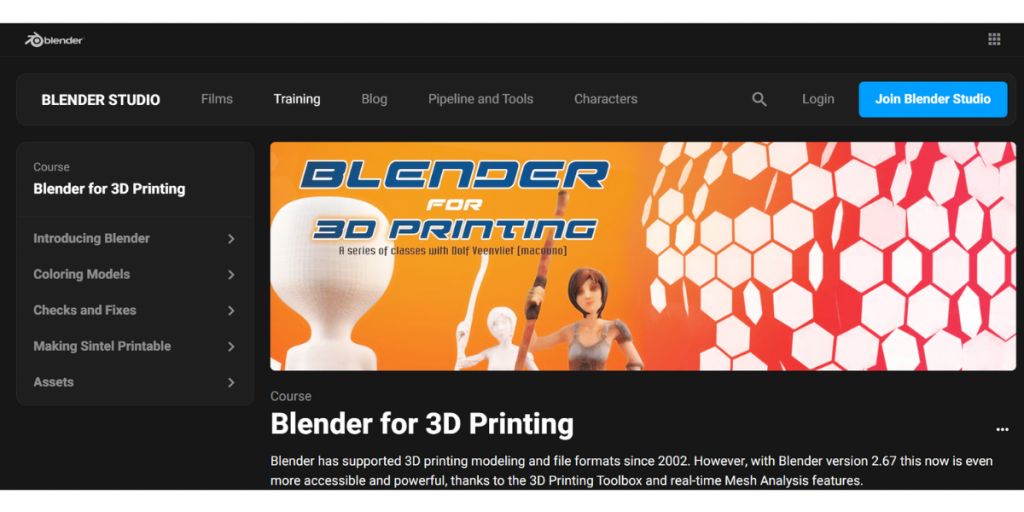 Webpage of Blender