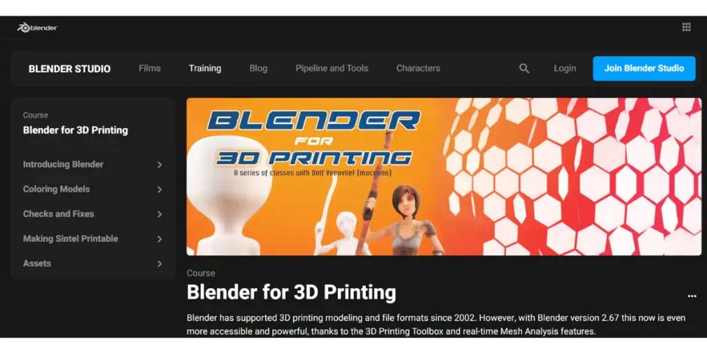 Webpage of Blender