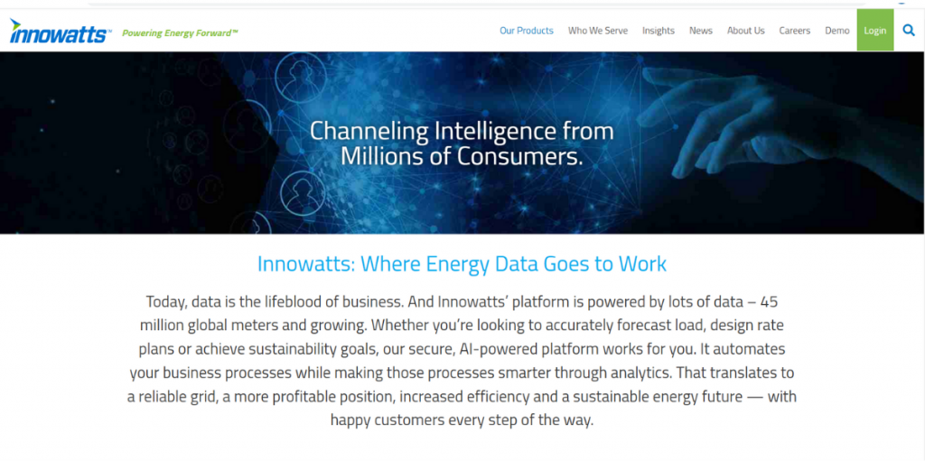 Webpage of Innowatts