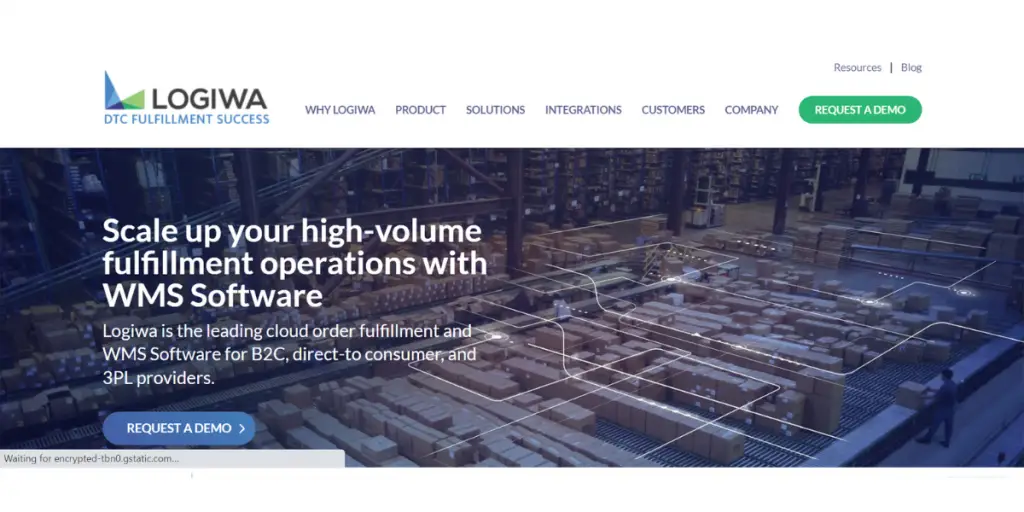 Webpage of Logiwa WMS